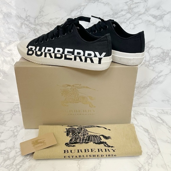 Burberry Black and White Cotton-Gabardine Sneakers - Picture 13 of 14